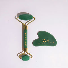 Brazilian Green Jade Face Roller + Gua Sha Set For A Contoured Look &  A Youthful Skin