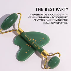 Brazilian Green Jade Face Roller + Gua Sha Set For A Contoured Look &  A Youthful Skin