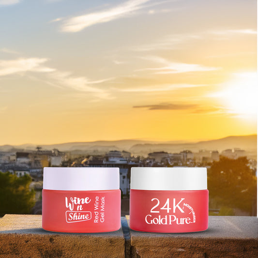 24K Gold Moisturizer & Red Wine Gel Mask Combo For Luminous Radiance